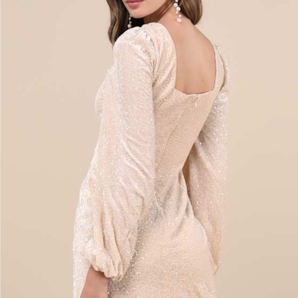 Precise Radiance Beige Velvet Sequin
Long Sleeve Mini Dress - Picture 3 of 3